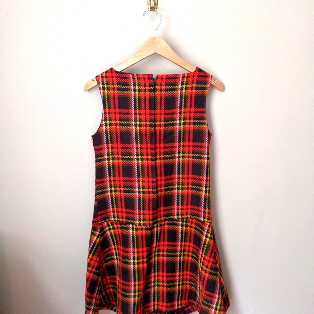 Vintage Plaid Sleeveless Dress w/ Pleated Skirt - Picture 2 of 3